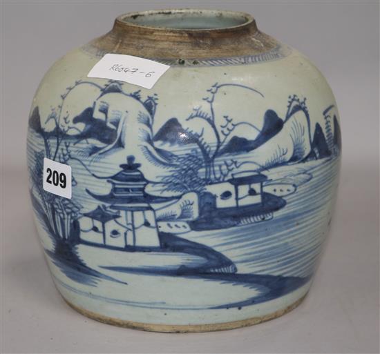 A Chinese blue and white jar height 20cm